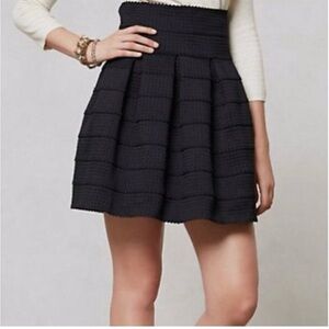 Anthropologie- Girls from Savoy- A- line pleated black skirt- size s/small p